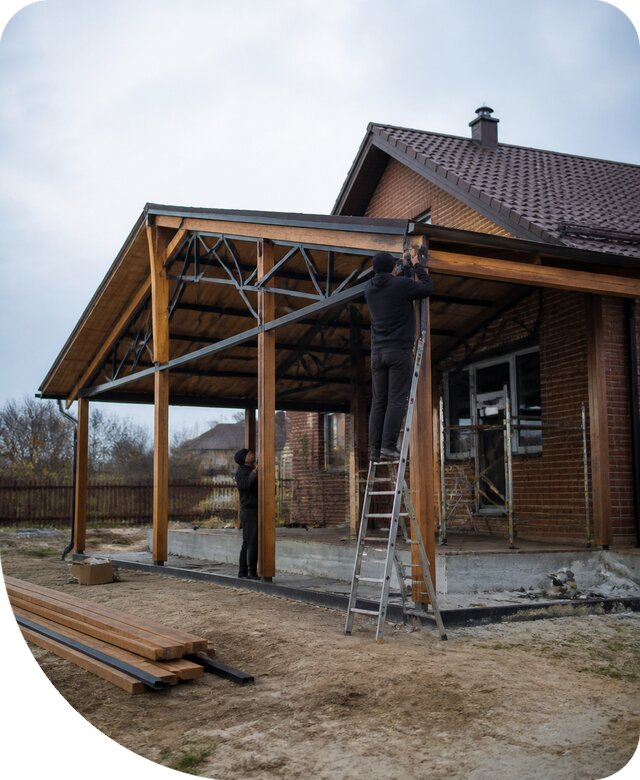 Пристройка навеса к дому и участку в Скопине под ключ